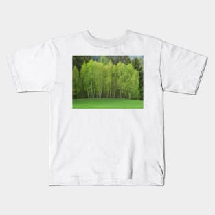 Spring Green - Birch Trees Kids T-Shirt